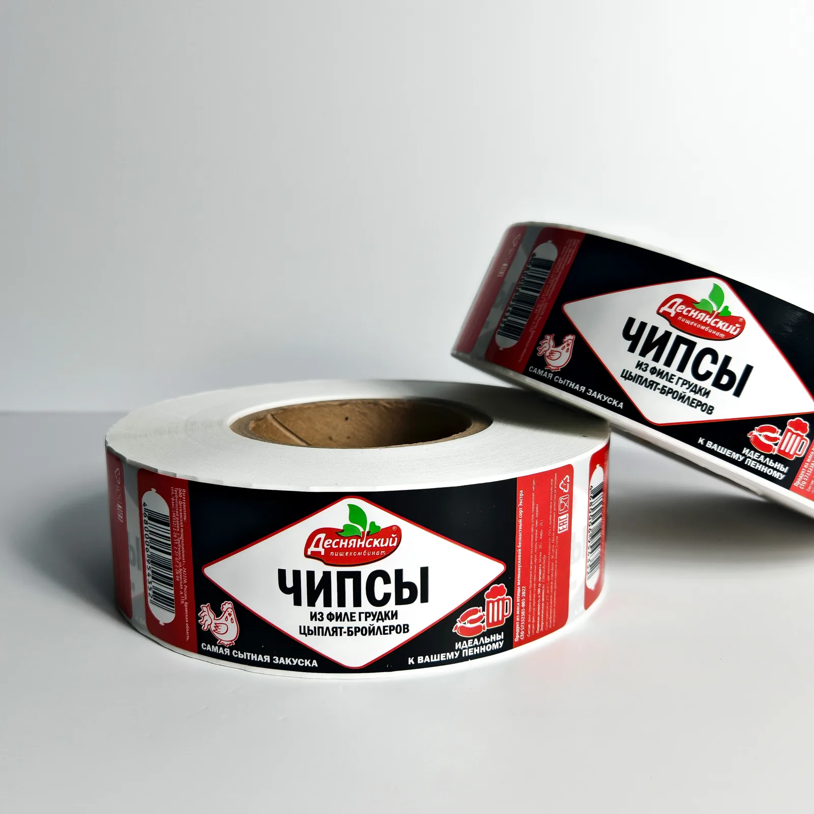 Цветные этикетки для продуктовой упаковки — пример готовой печати